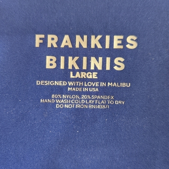 Frankie's Bikinis Syd One Shoulder Sexy Cut-Out Bikini Top Amulet Blue Large - Picture 12 of 13